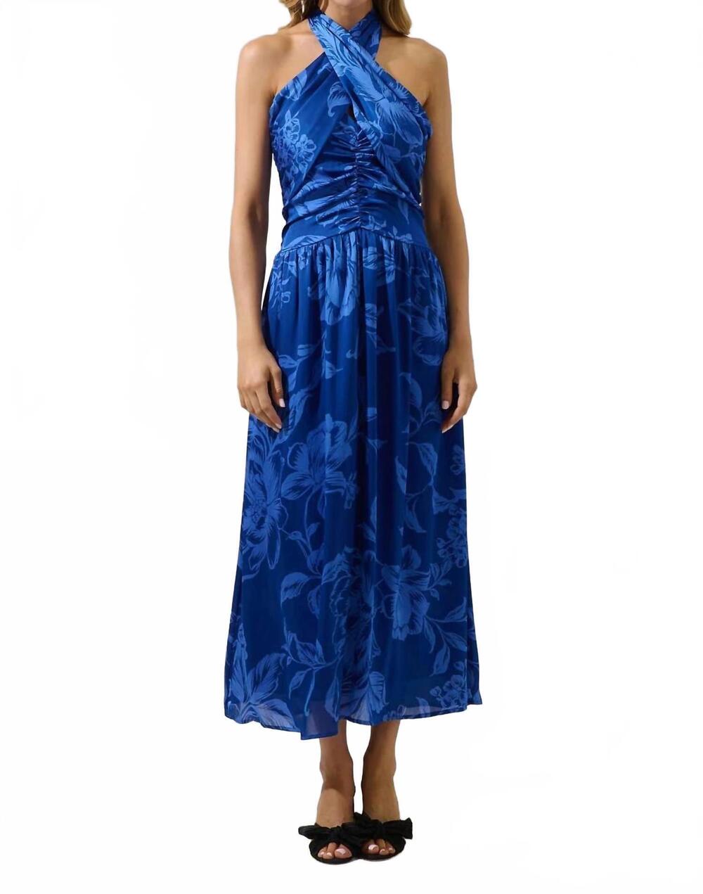NEW SUGARLIPS women's ciara floral halter maxi dress in blue